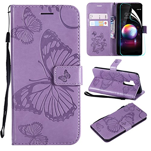 LG G7 ThinQ Wallet Case with Screen Protector LG G7 ThinQ Card Holder Case LG G7 Folios Flip Leather Case Cover Butterfly Case with Credit Card Slots Kickstand Phone case for LG G7 ThinQ Light Purple - B07FZKCPXJ